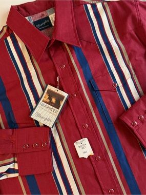 Wrangler Ridgerider Western Shirt Men 2XLT LONG Pearl Snap Button Cowboy Rodeo